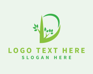 Food - Green Branch Letter D logo design