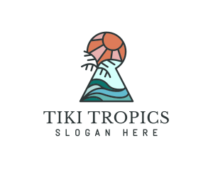 Tropical Vacation Keyhole logo design