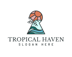 Tropical Vacation Keyhole logo design