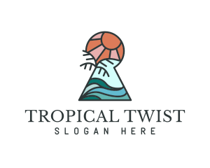 Tropical Vacation Keyhole logo design