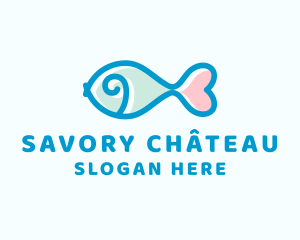 Seafood Fish Heart logo design