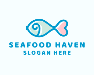 Seafood Fish Heart logo design