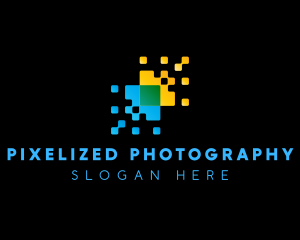 Pixelated Technology Arrow logo design