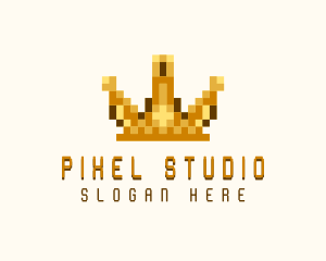 Pixel Crown Arcade logo design