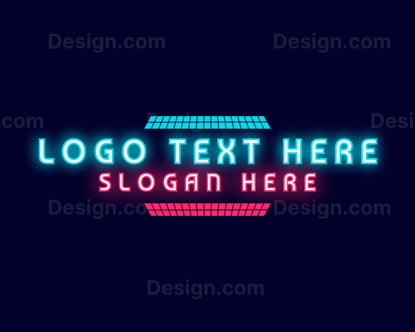 Retro Neon Party Nightclub Logo