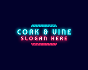 Retro Neon Party Nightclub logo design