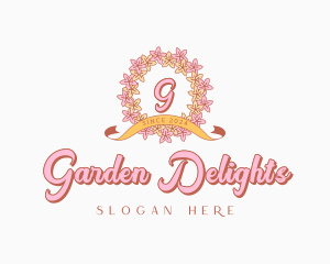 Cute Floral Wreath logo design