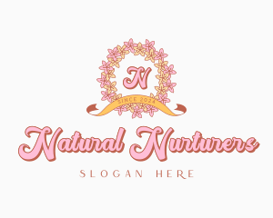 Cute Floral Wreath logo design