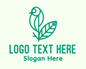 Green Natural Bird Plant Logo