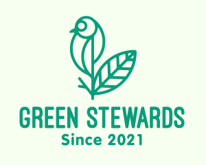 Green Natural Bird Plant logo design