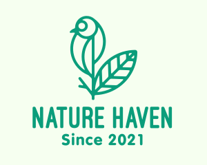 Green Natural Bird Plant logo design