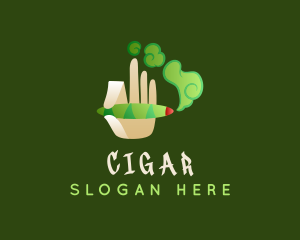 Hand Smoking Joint logo design