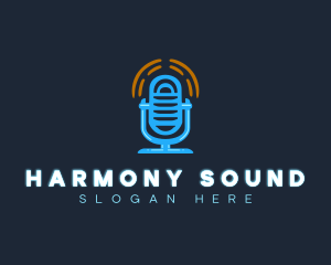 Podcast Sound Microphone logo design