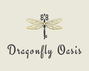 Luxe Dragonfly Key logo design