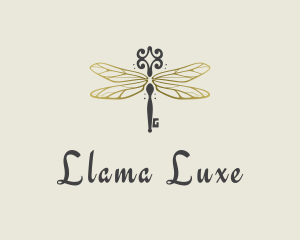 Luxe Dragonfly Key logo design