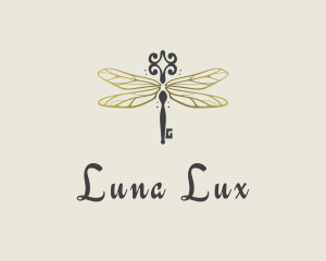 Luxe Dragonfly Key logo design