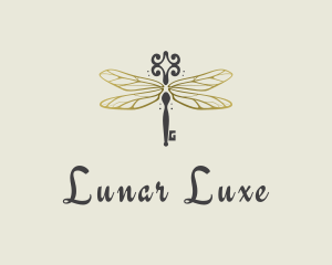 Luxe Dragonfly Key logo design