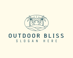 Tropical Beach Sunset logo design