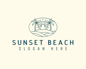 Tropical Beach Sunset logo design