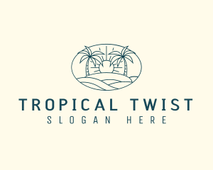 Tropical Beach Sunset logo design