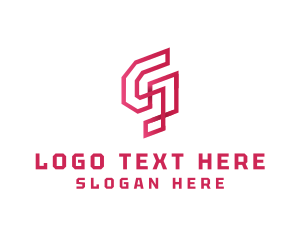 Italic - Red Outline Letter G logo design