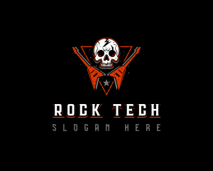 Skull Guitar Rock logo design