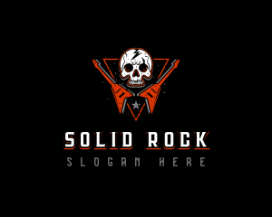 Skull Guitar Rock logo design