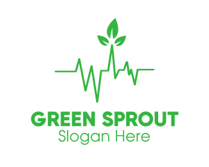 Green Leaves Heartbeat logo design