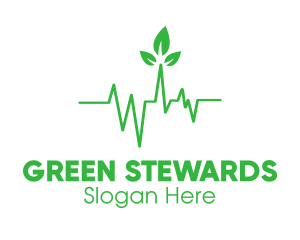 Green Leaves Heartbeat logo design