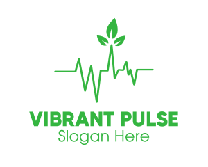 Green Leaves Heartbeat logo design