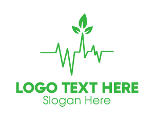 Cardiac - Green Leaves Heartbeat logo design