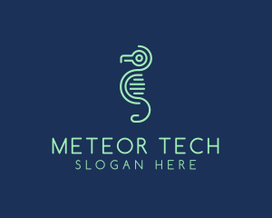 Tech Circuit Seahorse logo design