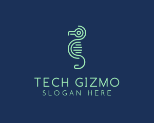 Tech Circuit Seahorse logo design