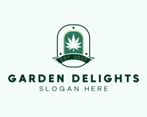 Marijuana Plant Herb Badge logo design