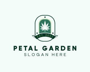 Marijuana Plant Herb Badge logo design