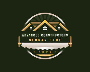 Crosscut Saw Carpentry Builder logo design