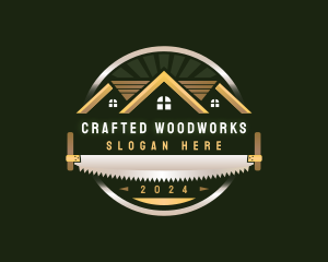 Crosscut Saw Carpentry Builder logo