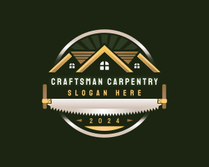 Crosscut Saw Carpentry Builder logo design