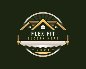 Crosscut Saw Carpentry Builder logo design