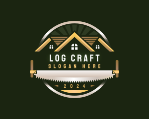 Crosscut Saw Carpentry Builder logo design