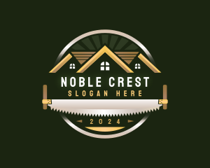 Crosscut Saw Carpentry Builder logo design