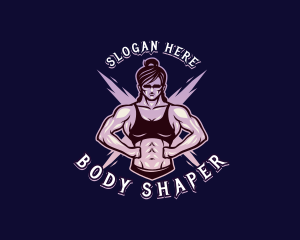 Bodybuilding Muscle Woman logo design