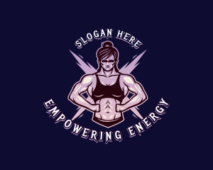 Bodybuilding Muscle Woman logo design