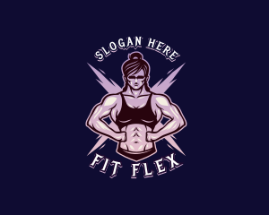 Bodybuilding Muscle Woman logo design