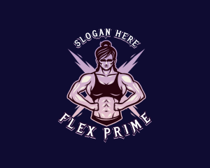 Bodybuilding Muscle Woman logo