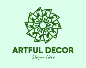 Botanical Green Flower logo design