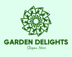 Botanical Green Flower logo design