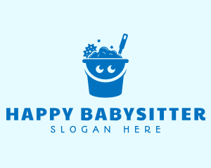 Cleaning Bucket Smile logo design