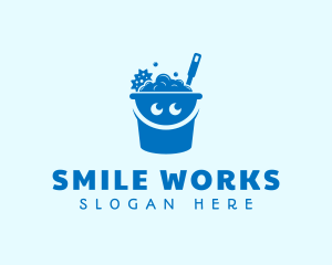 Cleaning Bucket Smile logo design