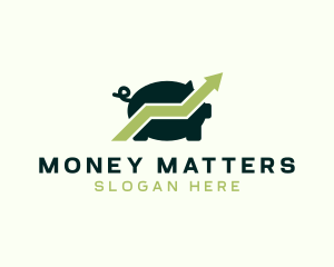 Piggy Bank Savings Arrow logo design